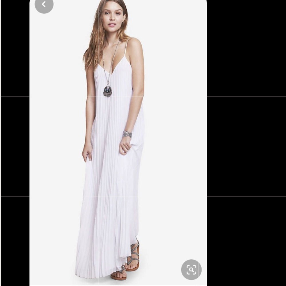 Express White Accordion Pleated Chiffon Dress